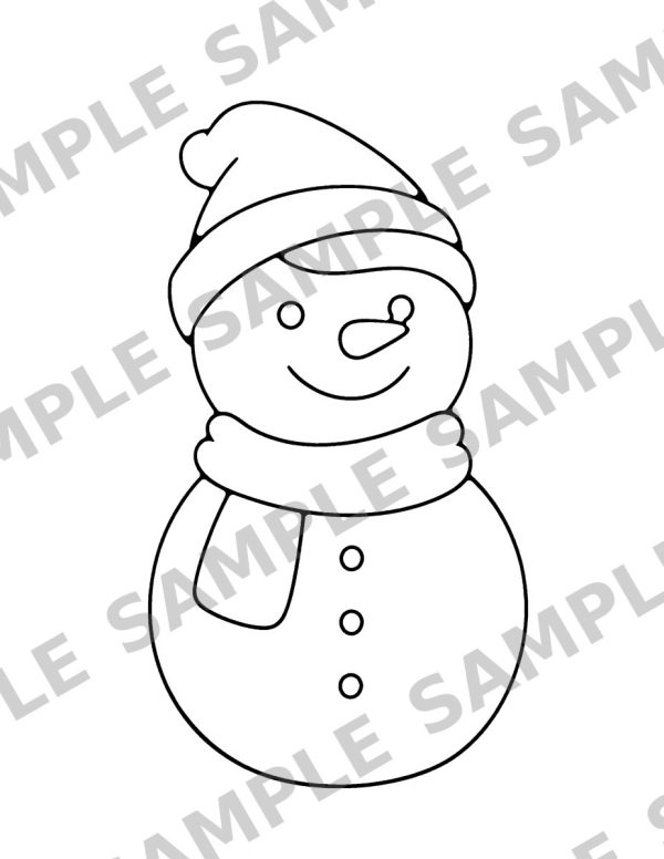 Christmas Coloring Book for Kids, sample page: A smiling snowman with a carrot nose