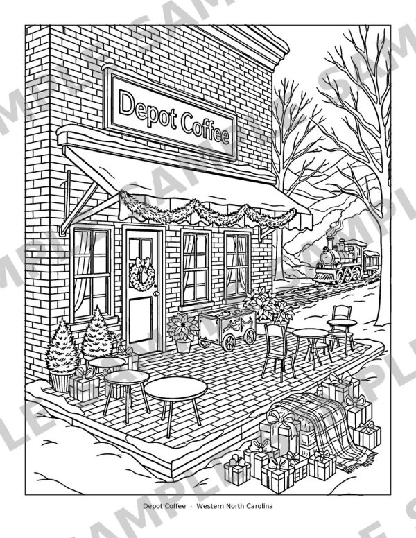 Christmas Coffee Houses, sample page: Depot Coffee, Western North Carolina