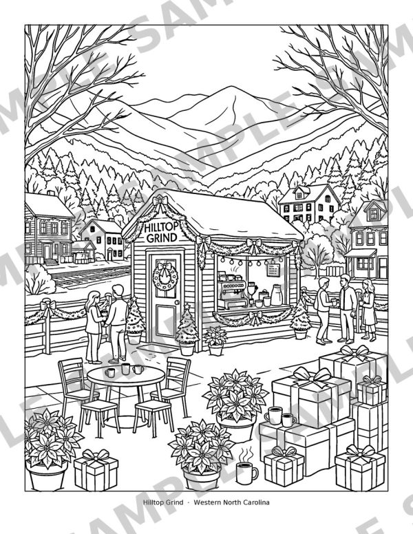 Christmas Coffee Houses, sample page: Hilltop Grind, Western North Carolina