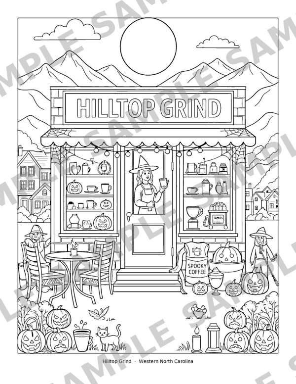 Halloween Coffee Houses, sample page: Hilltop Grind, Western North Carolina