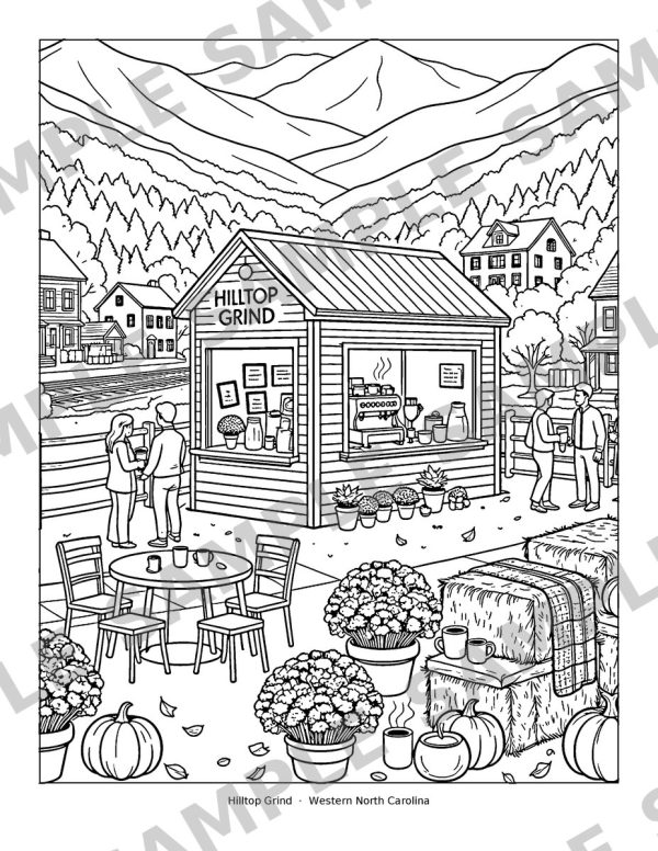 Autumn Coffee Houses, sample page: Hilltop Grind, Western North Carolina