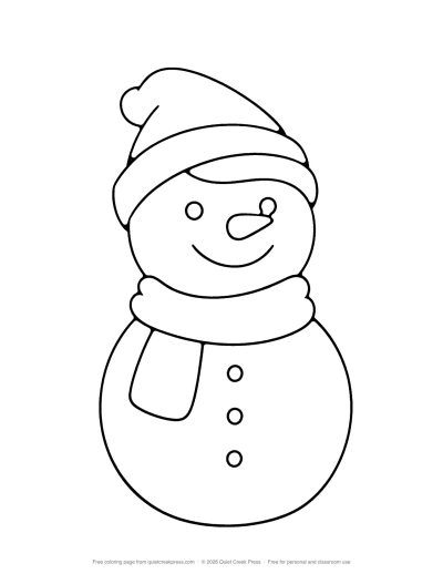 Snowman in a Hat and Scarf free printable coloring page